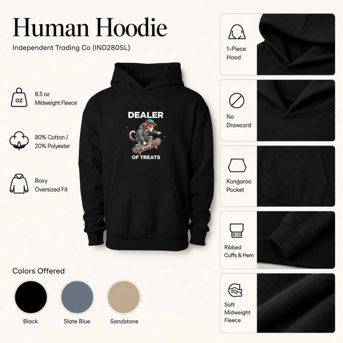 Dealer & Lover of Treats Pet and Human Hoodie Set - FluffnCoBlackxsSmatchingset