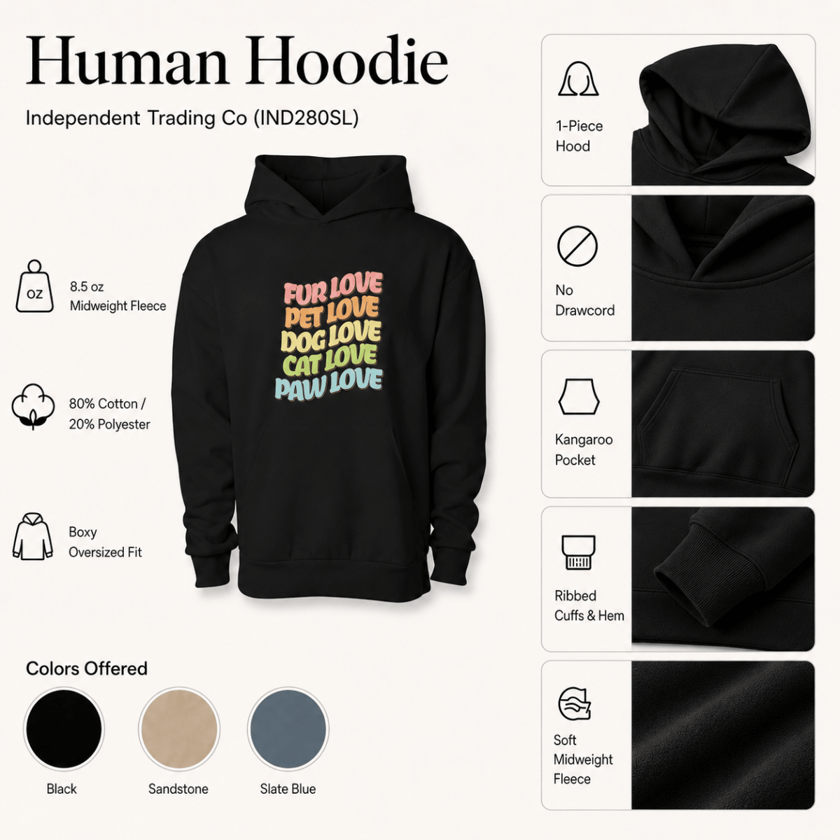 Fur Pet Dog Cat Paw Love Human Hoodie - FluffnCoblackxshuman