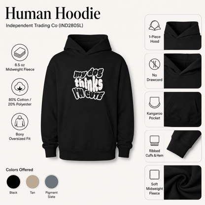 My Dog Thinks I'm Cute & I Know My Mom Is Cute Pet and Human Hoodie Set - FluffnCoSBlackxsmatchingset