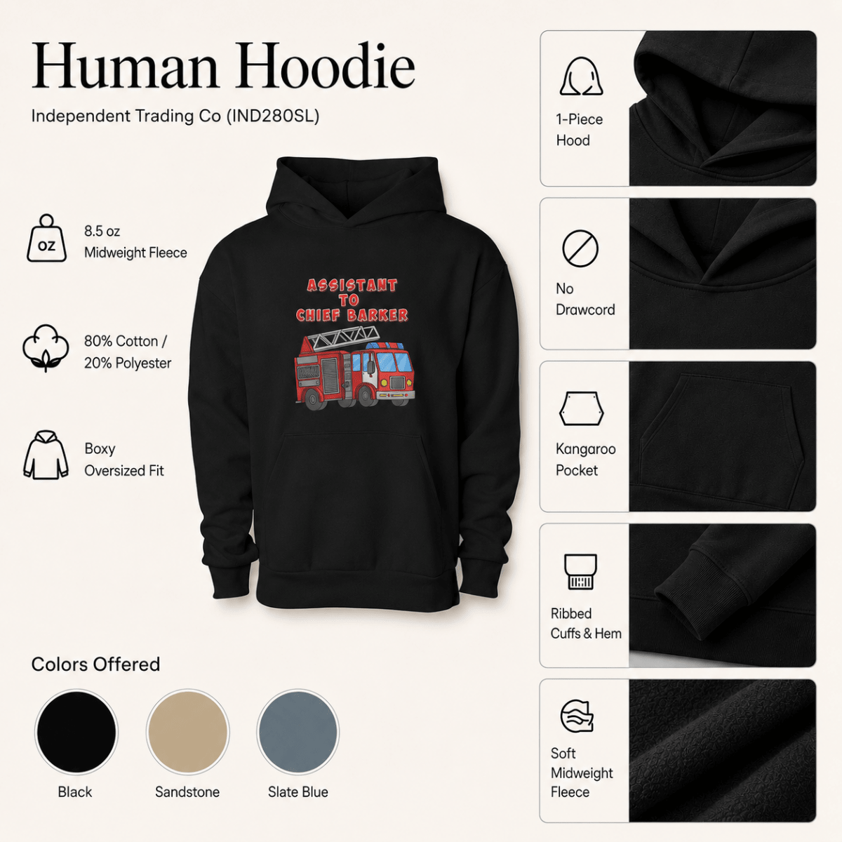 Assistant to the Chief & Chief Barker Pet and Human Hoodie Set - FluffnCoblackxsSmatchingset