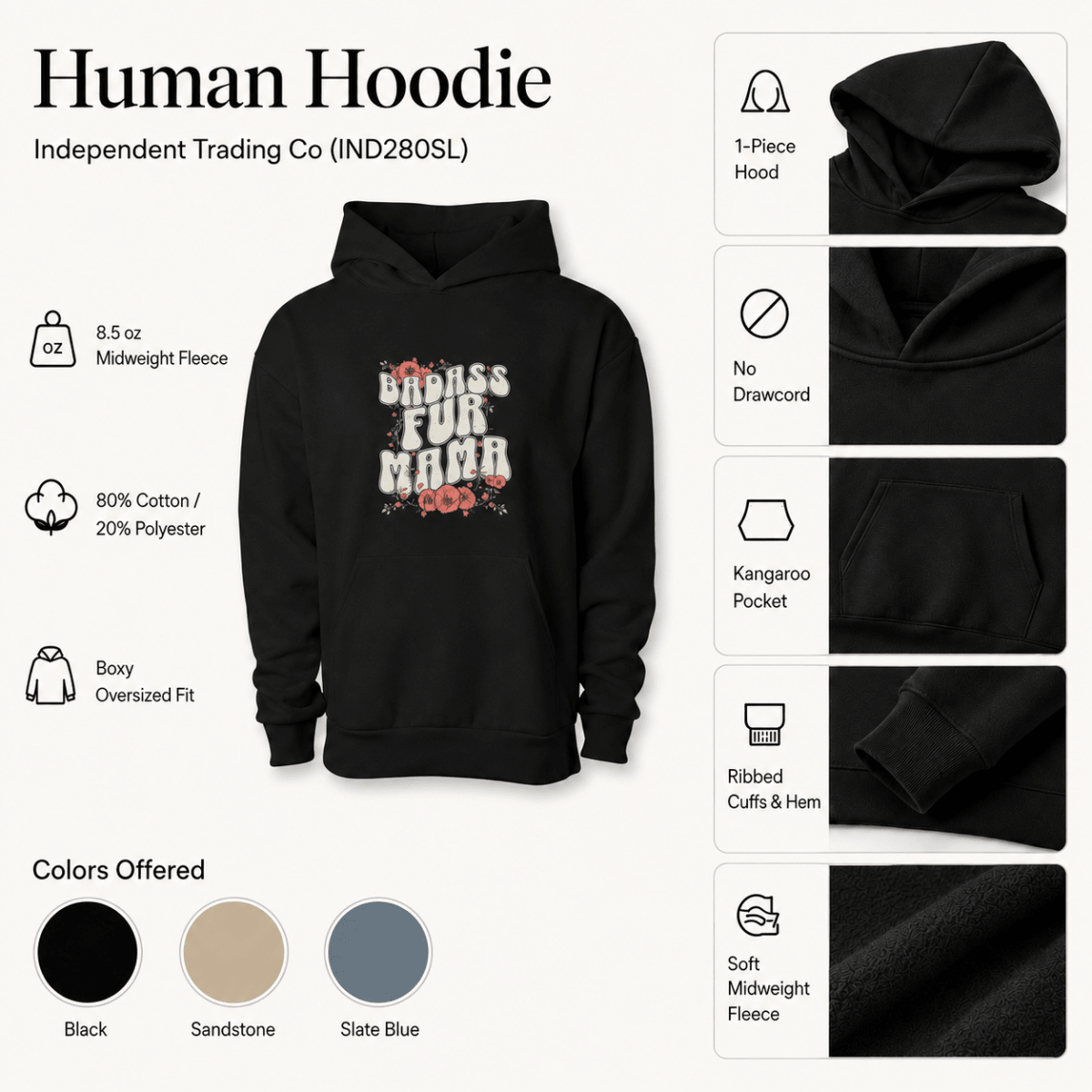 Badass Fur Mama & Fur Bay Pet and Human Hoodie Set - FluffnCoSandstonexsSmatchingset