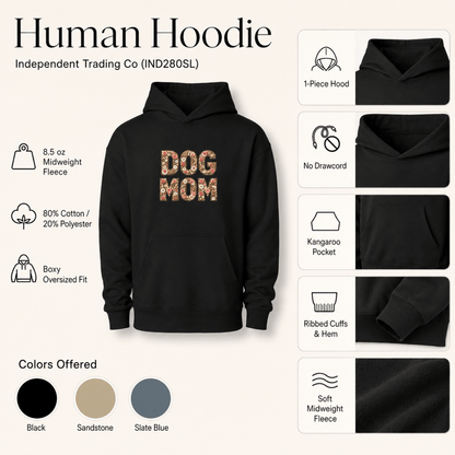 Floral Dog Mom Human Hoodie - Hoodie features and details