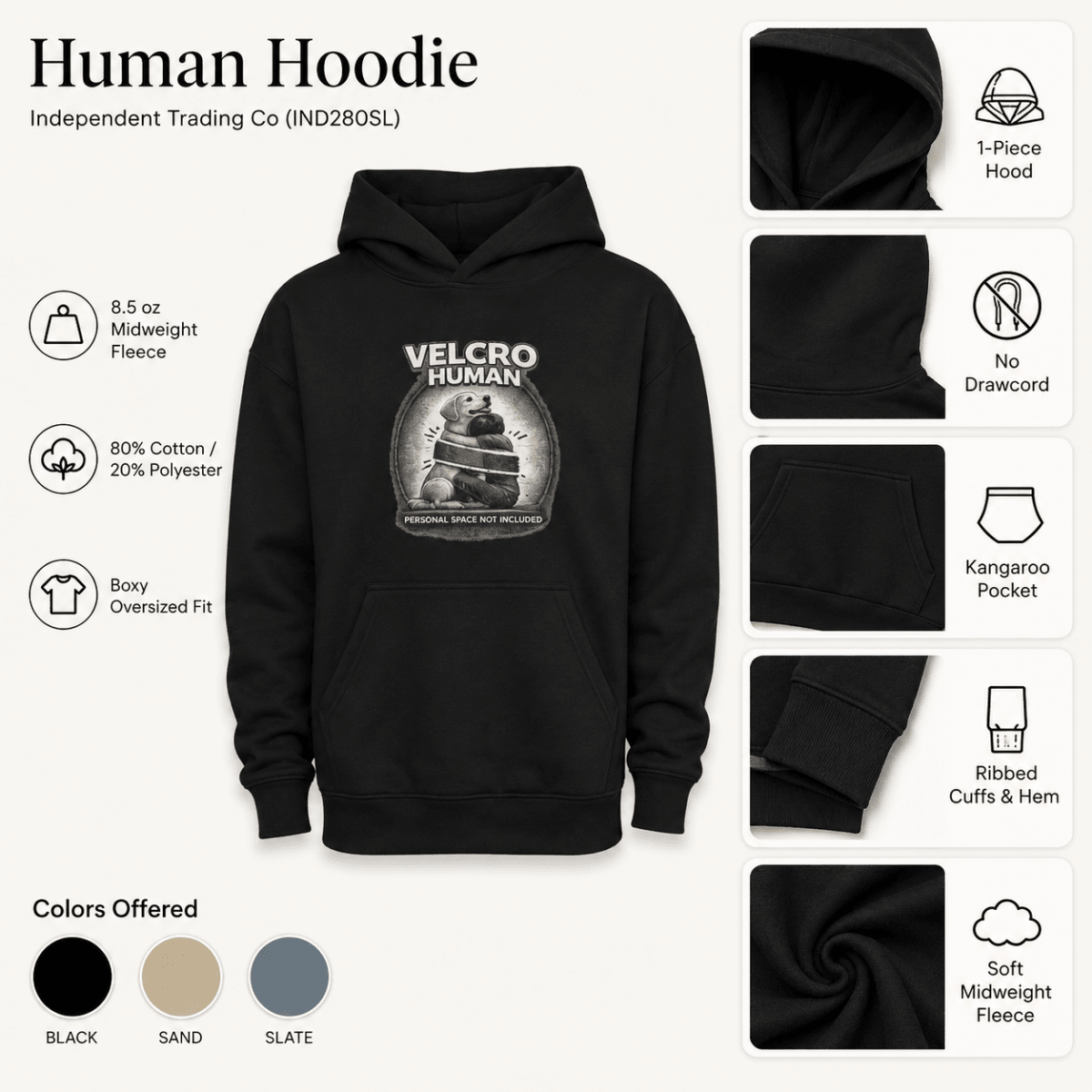 Velcro Human Owner Hoodie - FluffnCoBlackxshuman