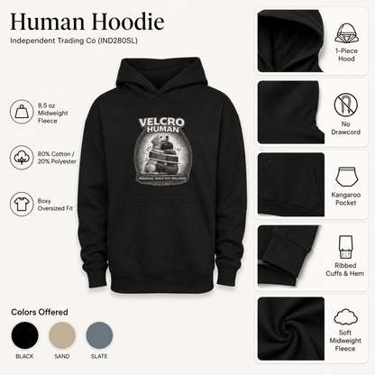 Velcro Human Owner Hoodie - FluffnCoBlackxshuman