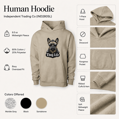 Thug Life French Bulldog Pet & Human Hoodie Set - FluffnCoSandstonexsSmatchingset
