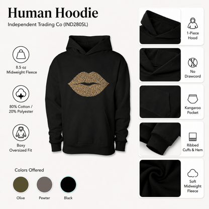 Leopard Lips and Pattern Pet and Human Hoodie Set - FluffnCoBlackSSmatchingset