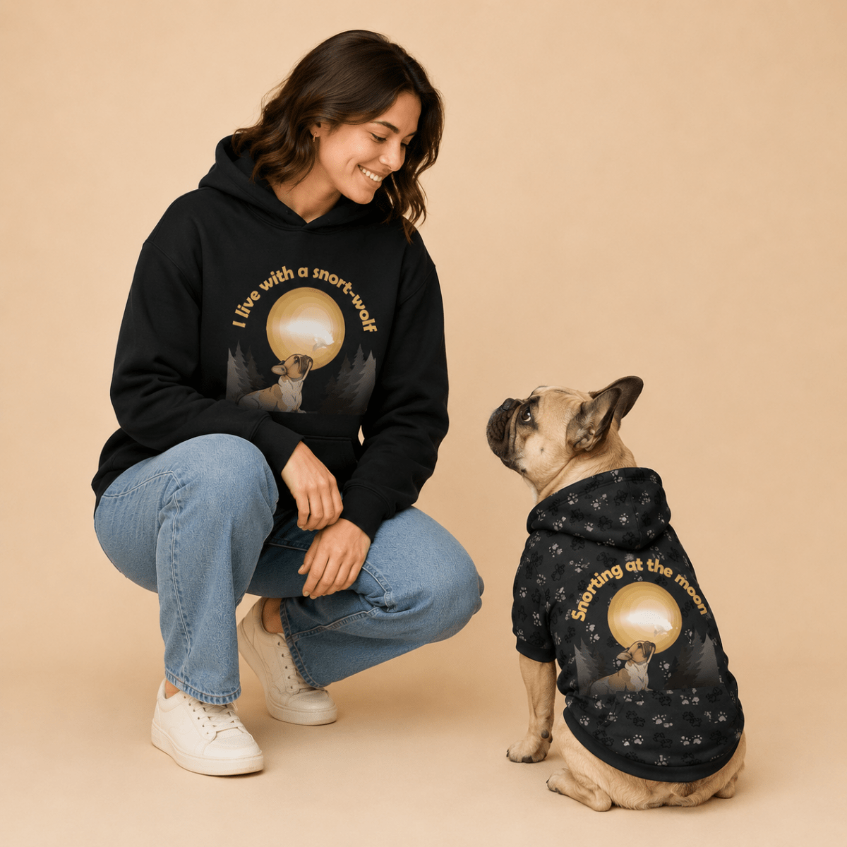 I Live with a Snort-Wolf Matching Pet and Owner Set: French Bulldog - FluffnCoSblackxs