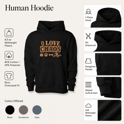 I love Chaos Pet and Owner Matching Hoodie Set - FluffnCoblackxs