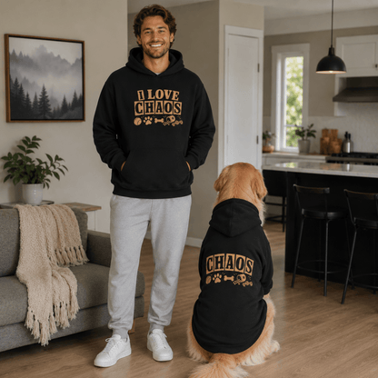 I love Chaos Pet and Owner Matching Hoodie Set - FluffnCoblackxs