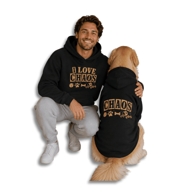 I love Chaos Pet and Owner Matching Hoodie Set - FluffnCoblackxs