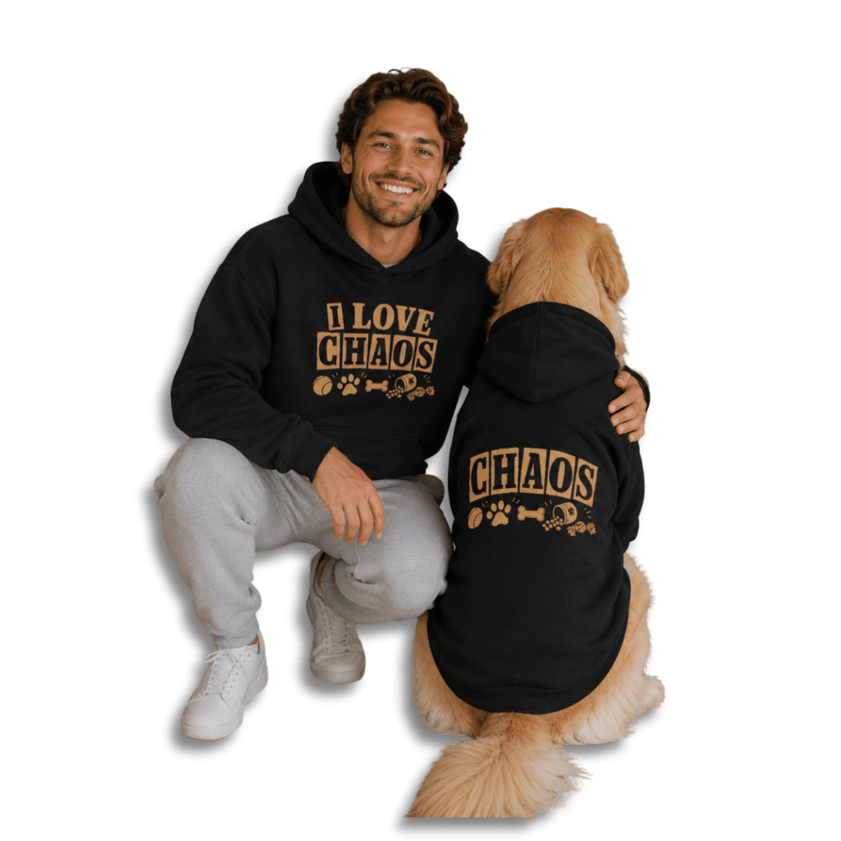 I love Chaos Pet and Owner Matching Hoodie Set - FluffnCoblackxs
