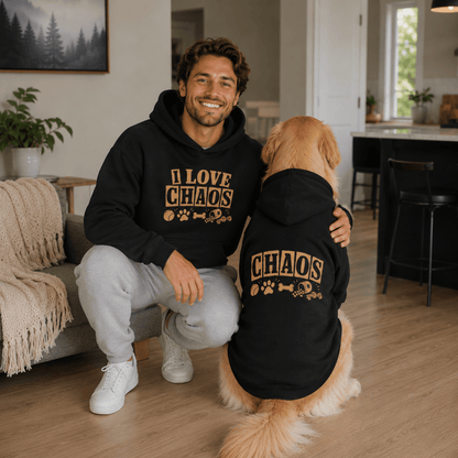 I love Chaos Pet and Owner Matching Hoodie Set - FluffnCoblackxs