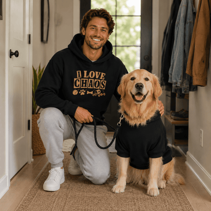 I love Chaos Pet and Owner Matching Hoodie Set - FluffnCoblackxs