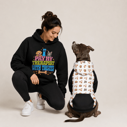 I Pay My Therapist With Treats Matching Pet and Owner Hoodie Set - FluffnCoBluexsScats