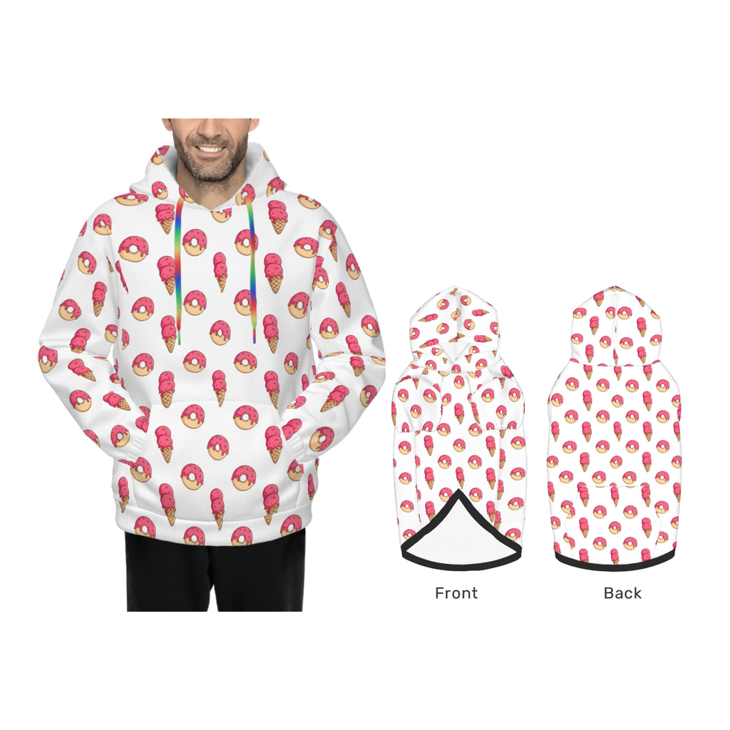 Pet  wearing Ice Cream & Donut Matching Pet and Owner Hoodie Set pet hoodie