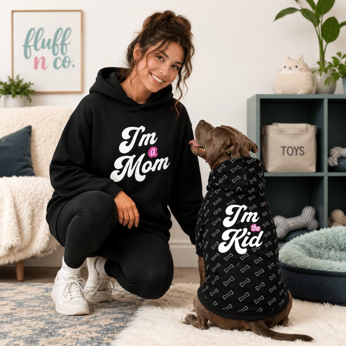 I'm a Mom Matching Dog & Owner Hoodie Set - FluffnCoSandstonexsScats
