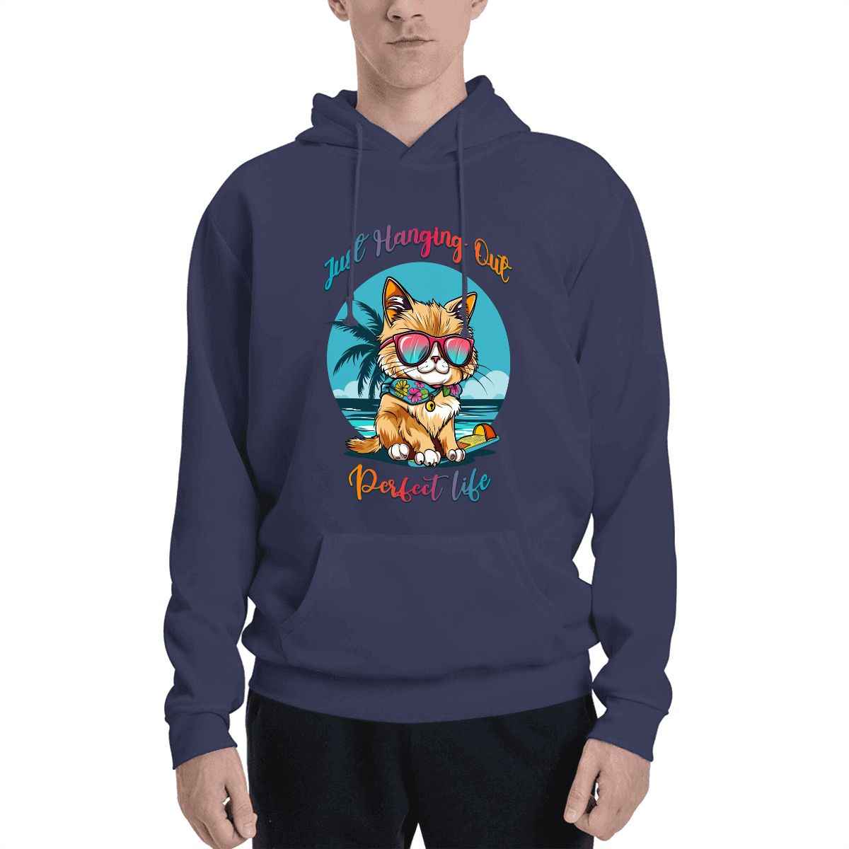 Pet  wearing Matching Pet and Owner Hoodie – Living the Purrfect Life Set pet hoodie