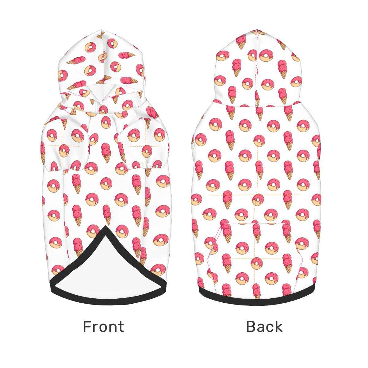 Pet  wearing Ice Cream & Donut Matching Pet and Owner Hoodie Set pet hoodie