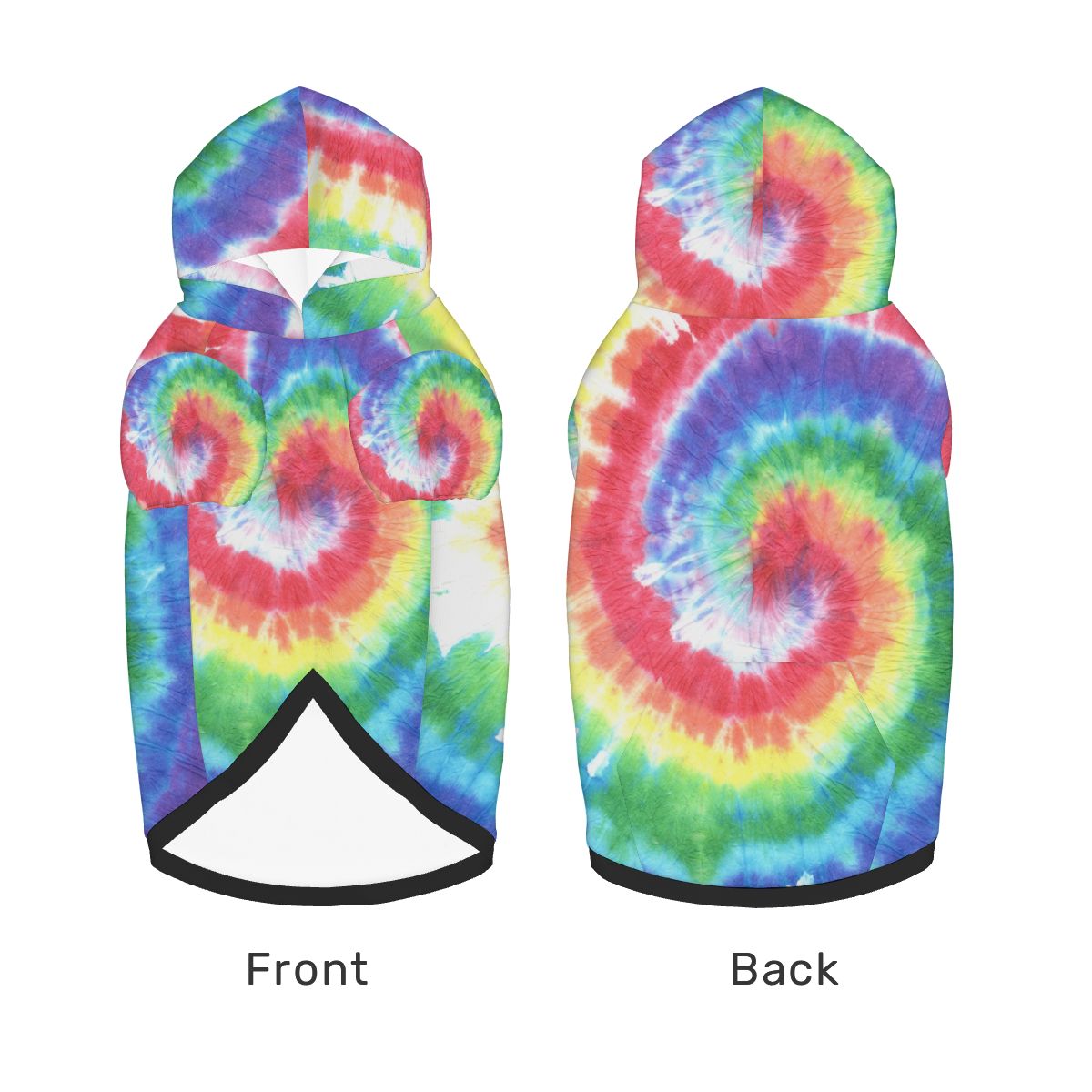 Dog wearing Rainbow Tie Dye Pattern Back View