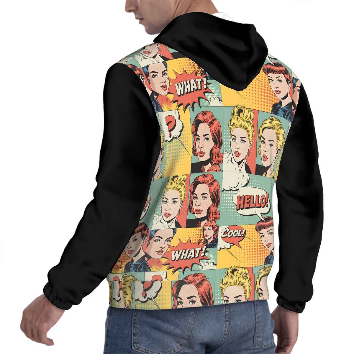 Human Wearing Retro Comic Matching Hoodie Set for Pets and Owners pet hoodie back