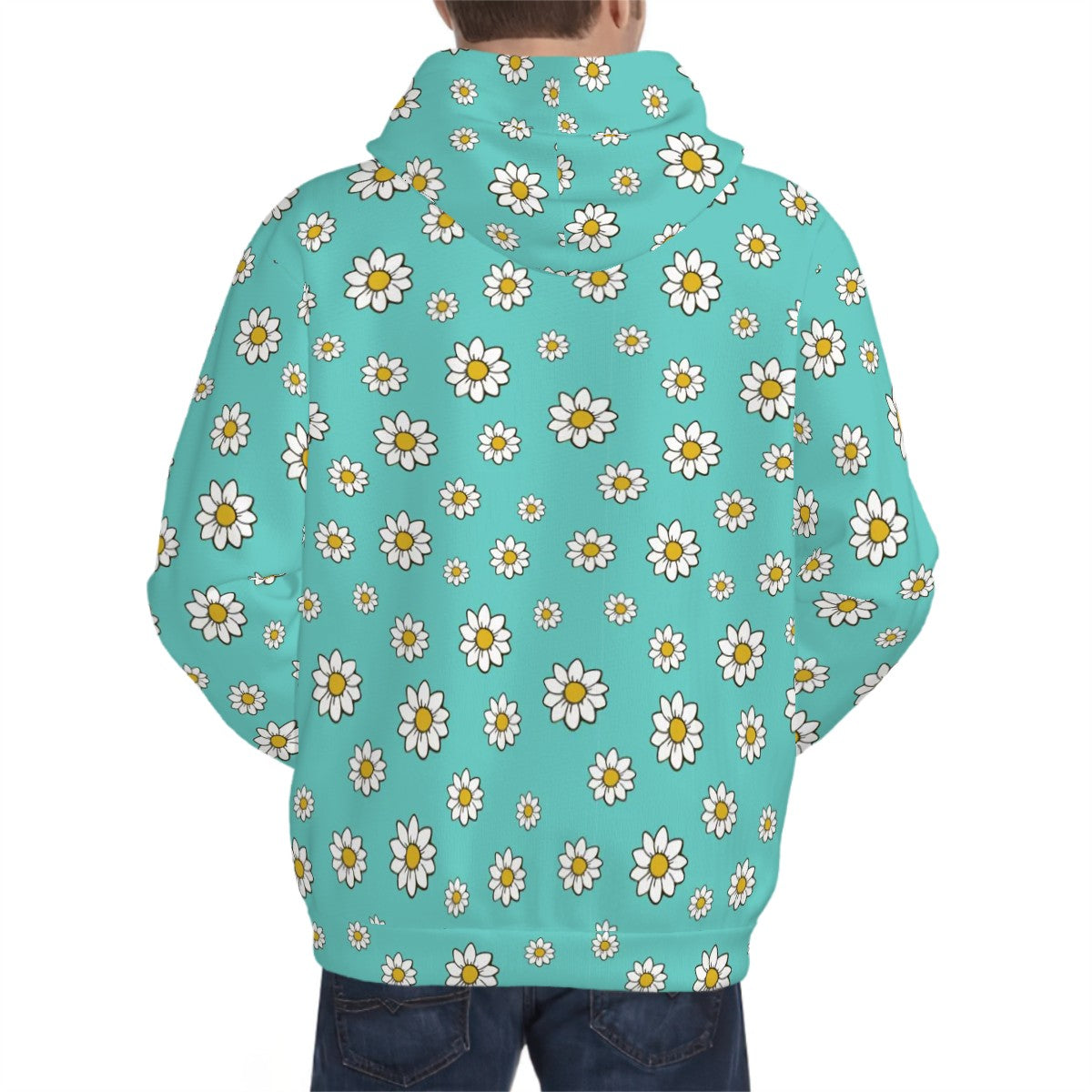 Human wearing All over Print Daisies Pet and Owner Set back view