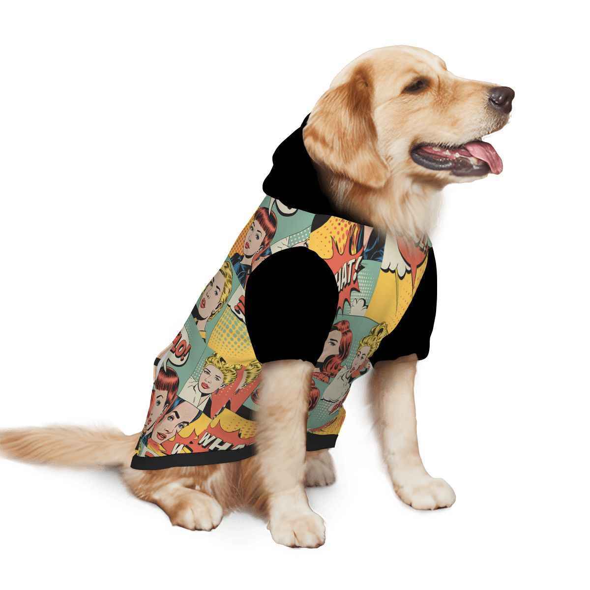 Pet  wearing Vintage Retro Comic Stylish Hoodie Pet Only (Add-on) pet hoodie