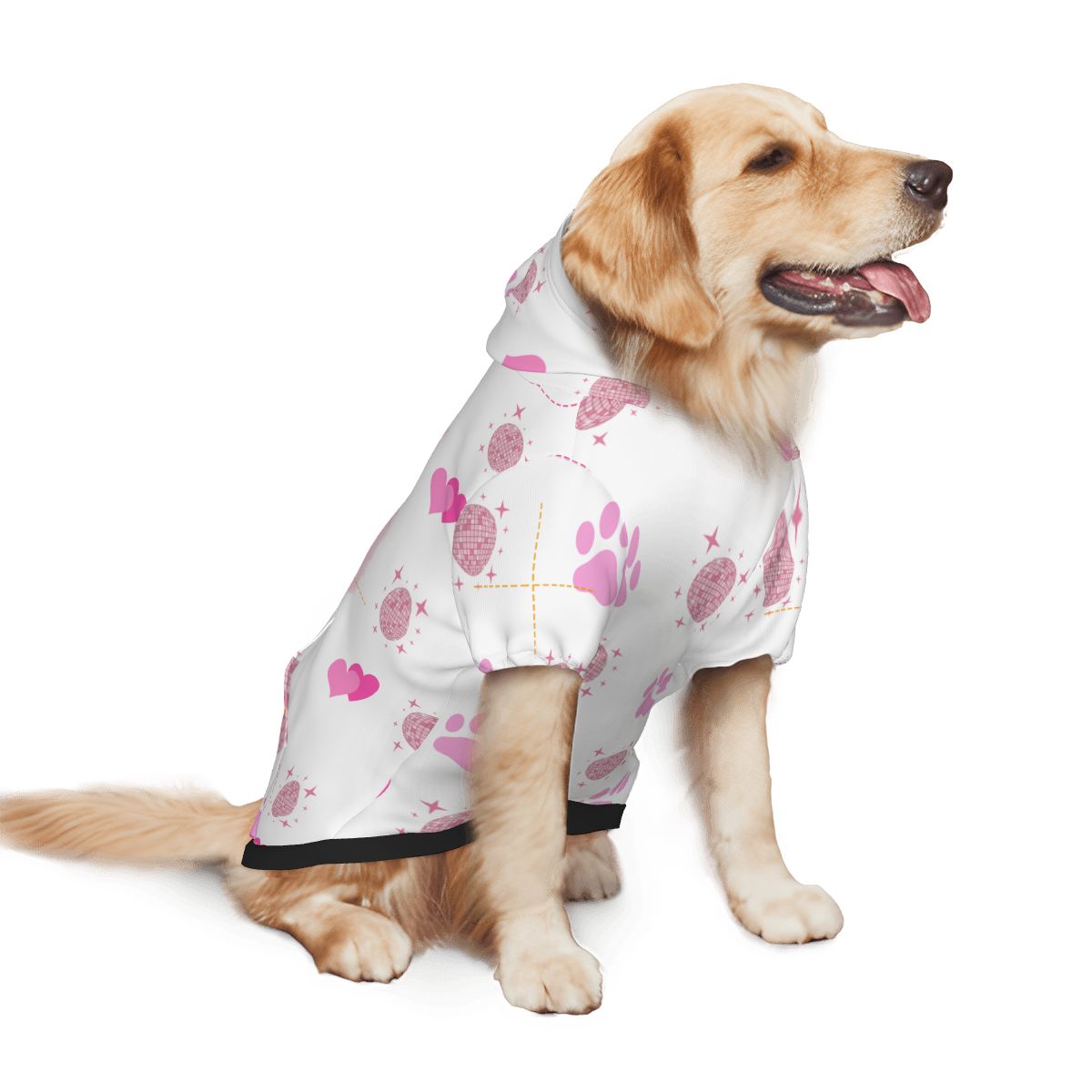 Dog wearingIn My Food Era Pet-Only Hoodie (Add-On) pet hoodie side view