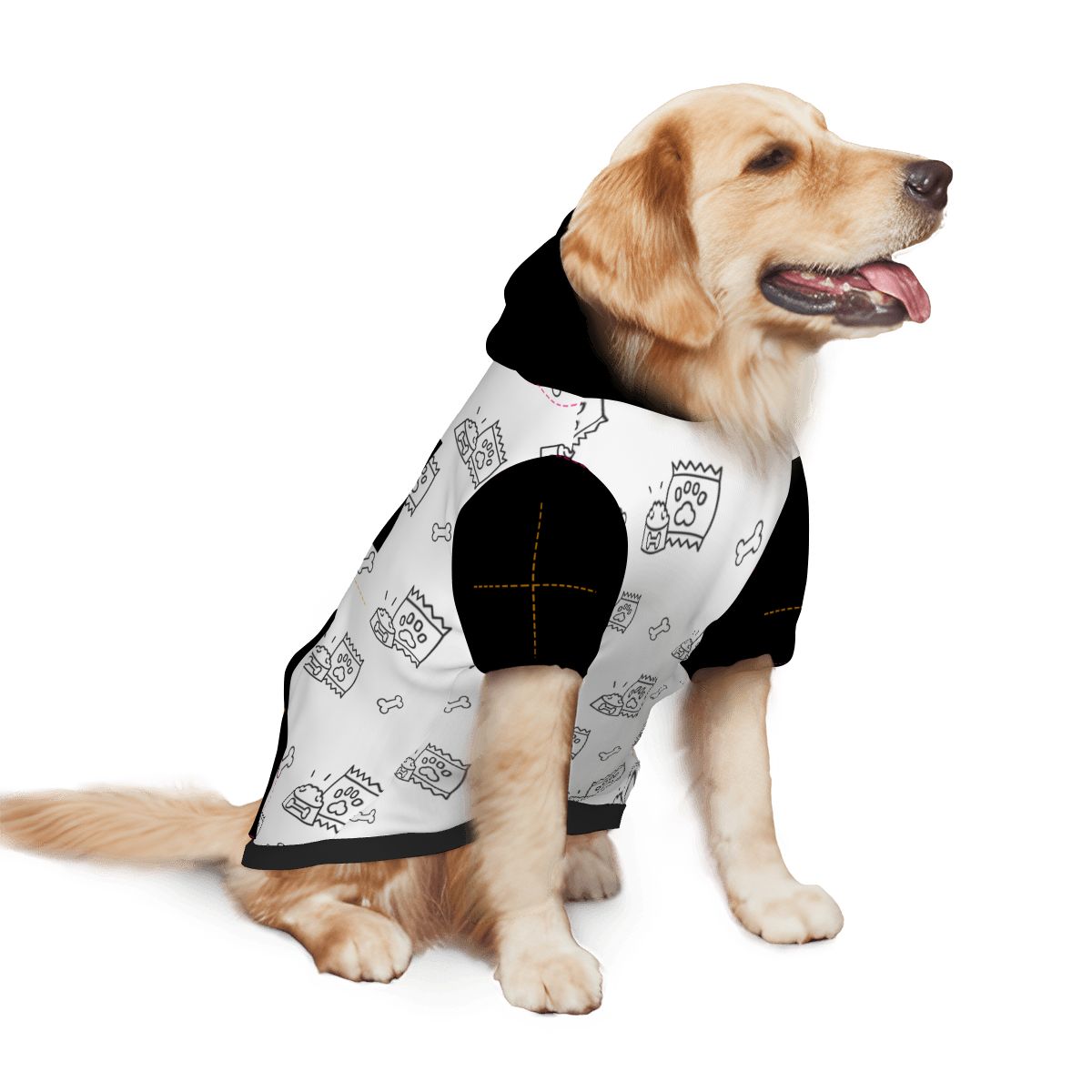 Dog wearing Treat DealerPet Hoodie Side View