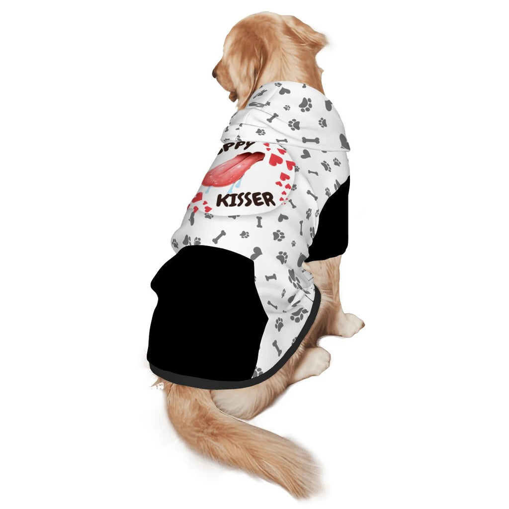Dog wearingSloppy Kisses Pet Hoodie Back View