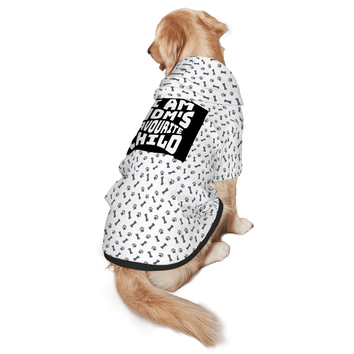 Dog wearing Mom's Favourite Child  Pet Hoodie Side View