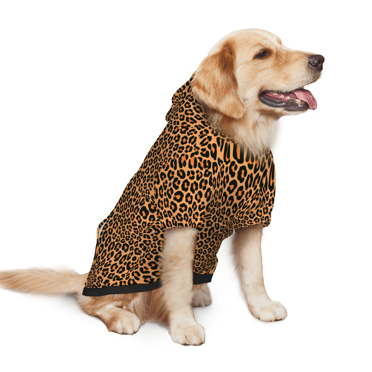 Dog wearing Leopard Print Pet-Only Hoodie (Add-On) pet hoodie