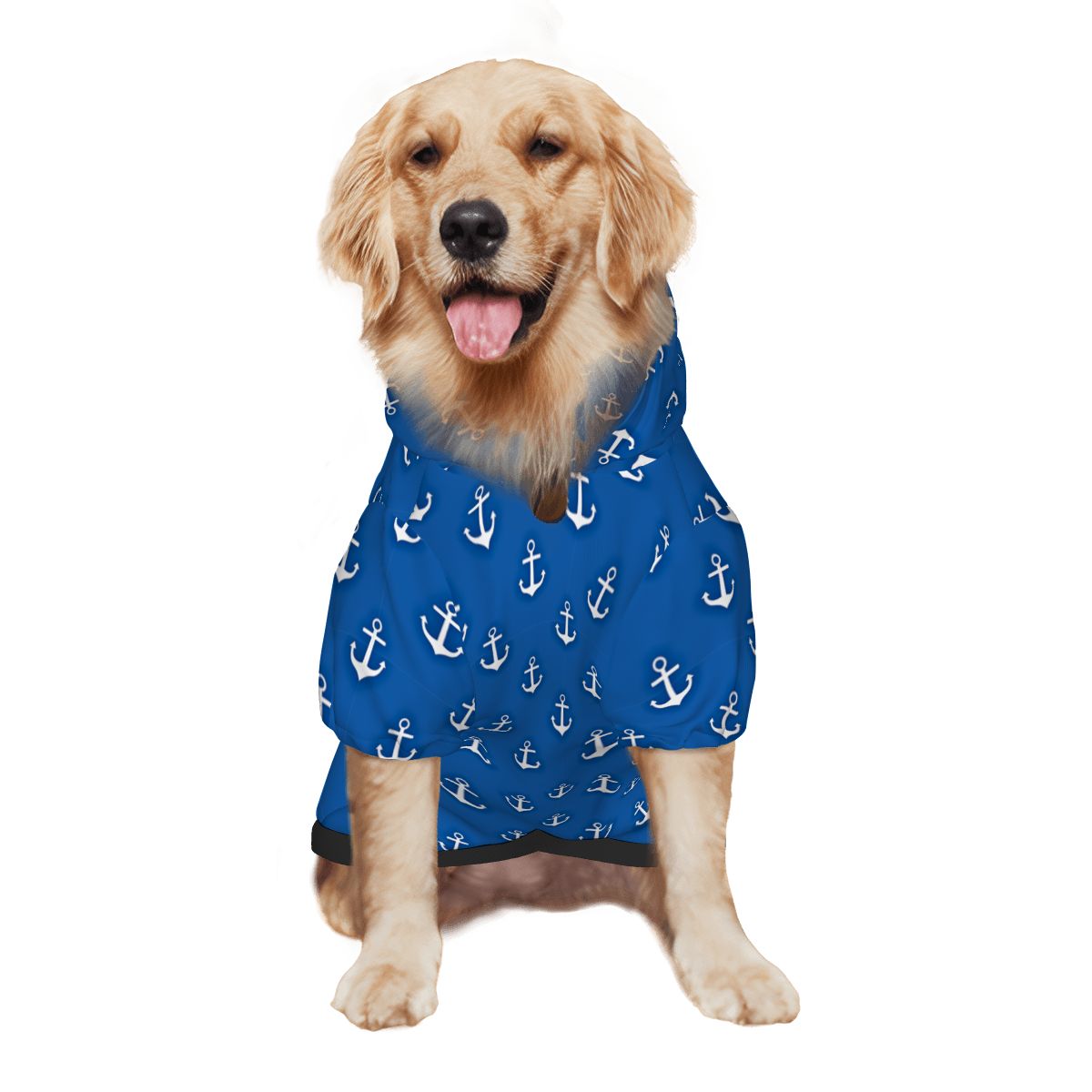 Dog wearing Nautical Themed Pet Hoodie Side View 2