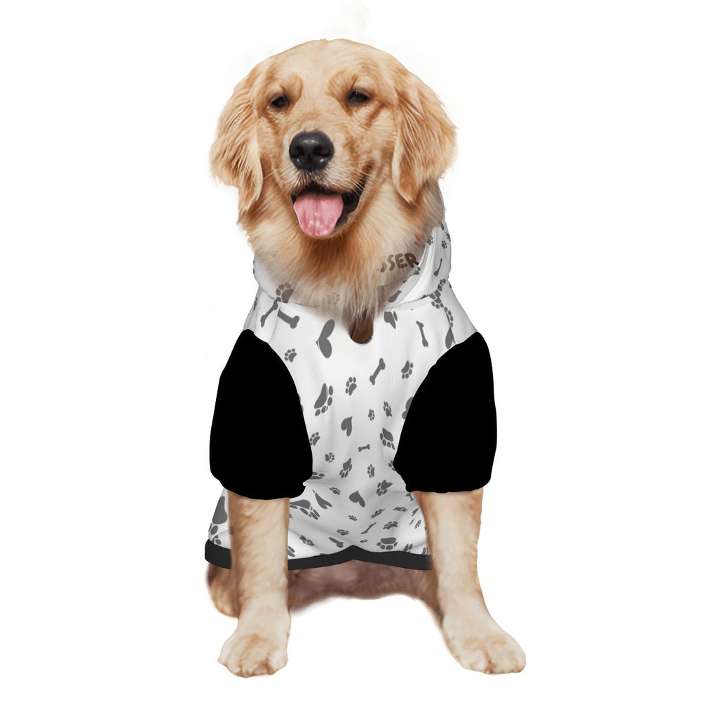 Dog wearing Sloppy Kisses Pet Hoodie Side View 2