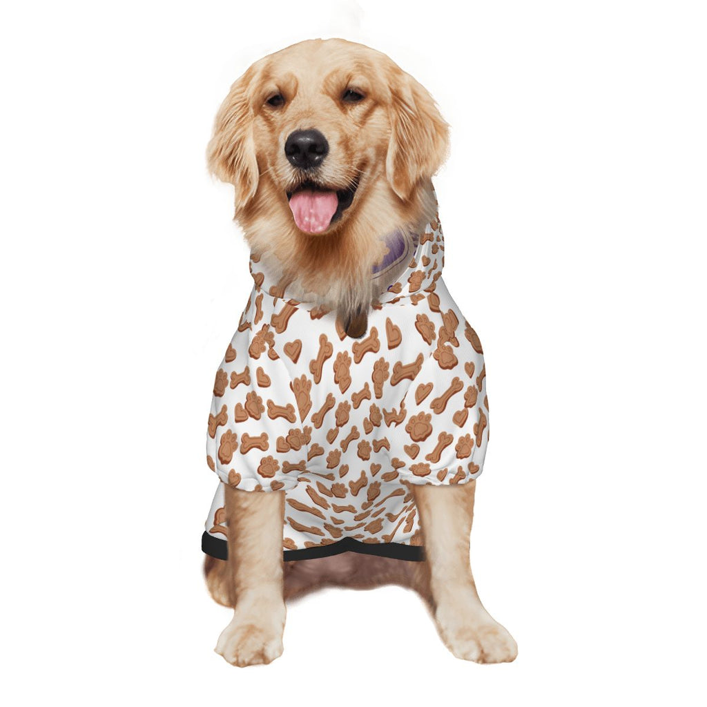 Dog wearing Pet Hoodie I Sit for Treats Pet-Only Add-On for Cats and Dogs pet hoodie Side View 2