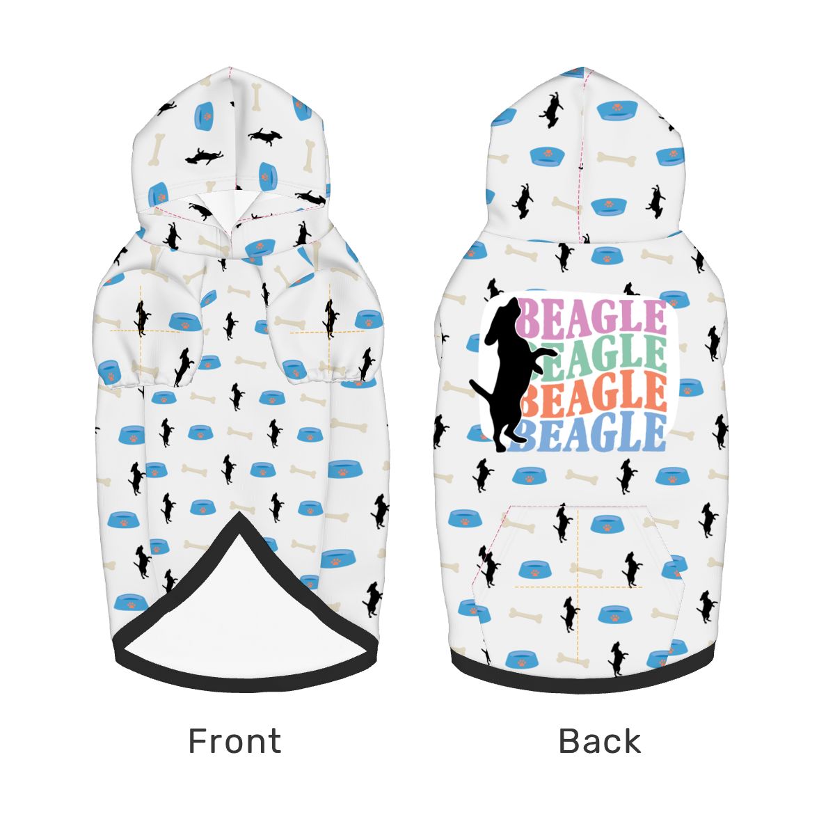 Dog wearing  Beagle Lovers Pet Hoodie Side View 2