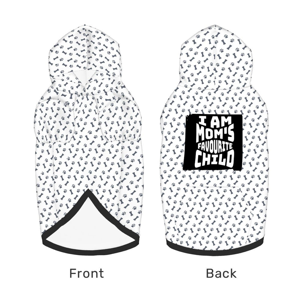 Dog wearing Mom's Favourite Child Pet Hoodie Side View 2