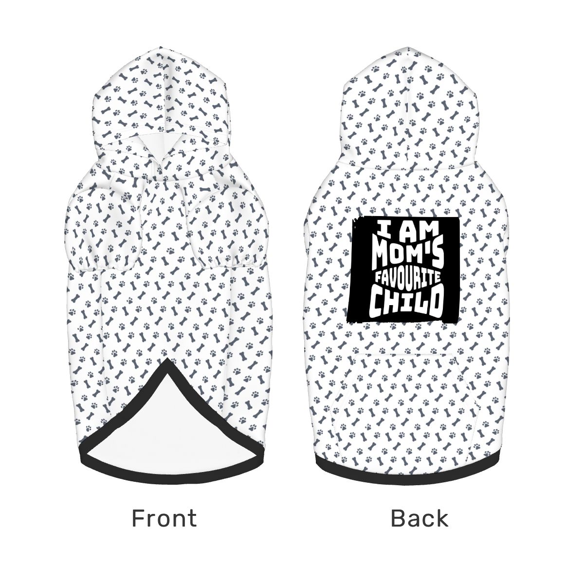 Dog wearing Mom's Favourite Child Pet Hoodie Side View 2