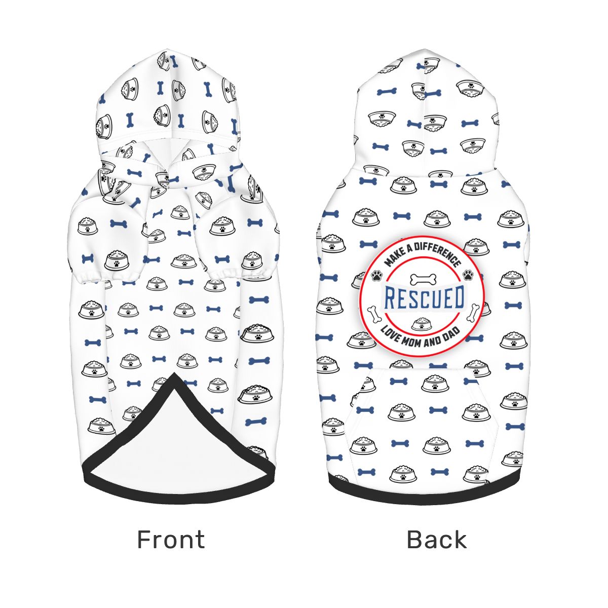 Dog wearing Make a Difference Rescue Pet Hoodie Side View 2