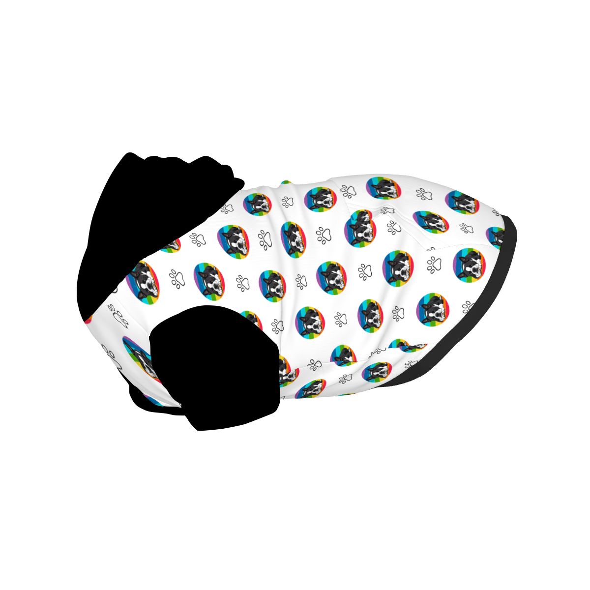 Dog wearing Boston Terrier Pet Hoodie Side View 2