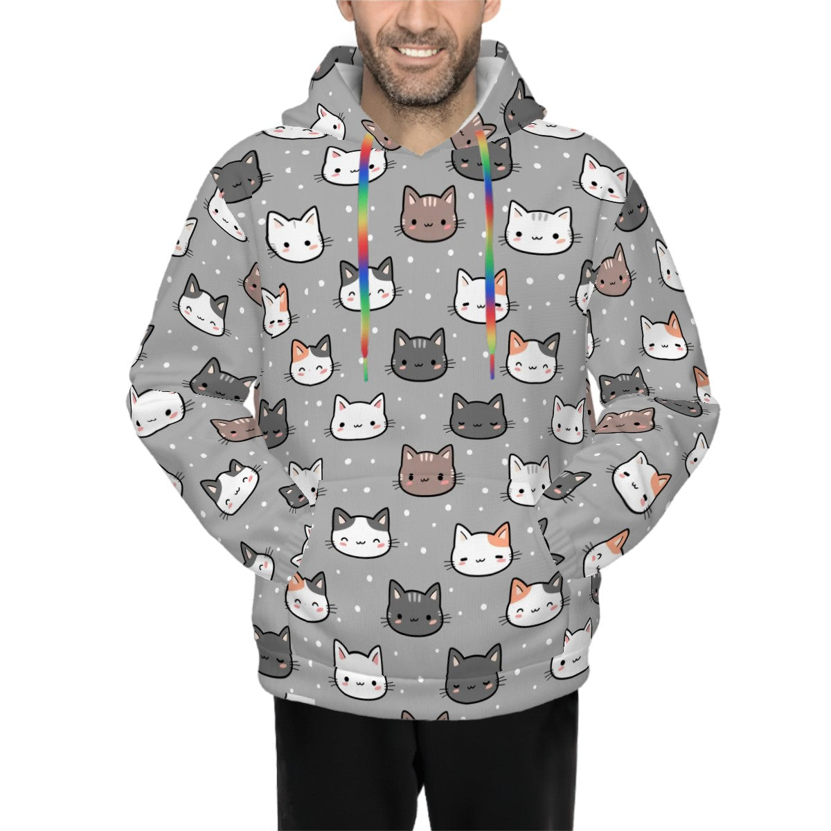 Human wearing Cat Faces Pet and Owner Set Front View