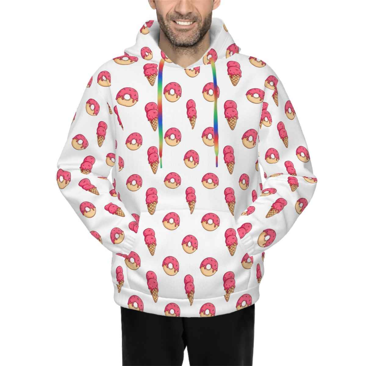 Human Wearing Ice Cream & Donut Matching Pet and Owner Hoodie Set pet hoodie