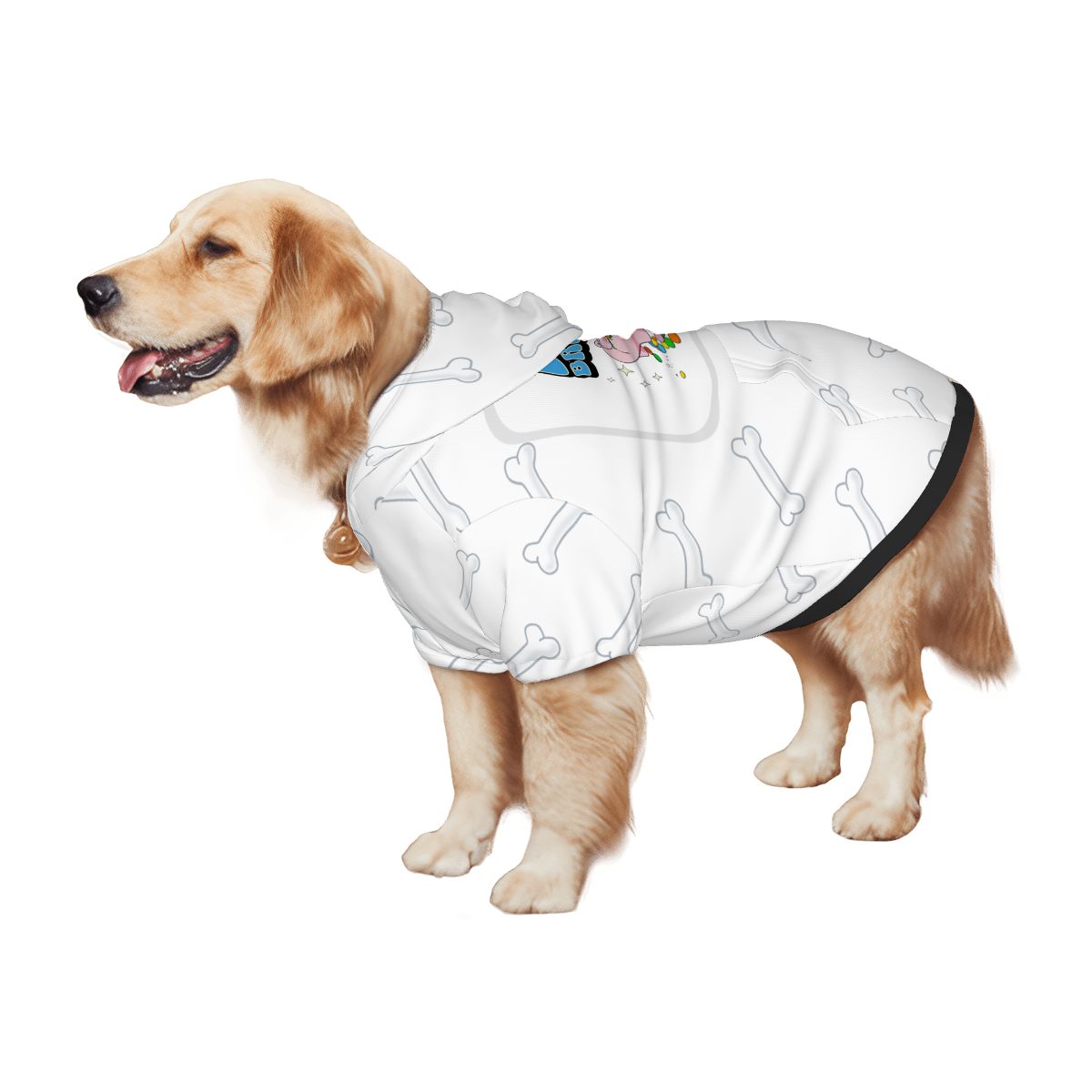 Dog wearing Money Maker Bank Breaker Pet Hoodie Side View 2