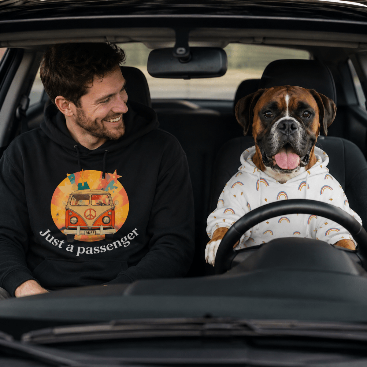 In the Driver's Seat Matching Pet & Owner Hoodie Set - FluffnCoSblackxs