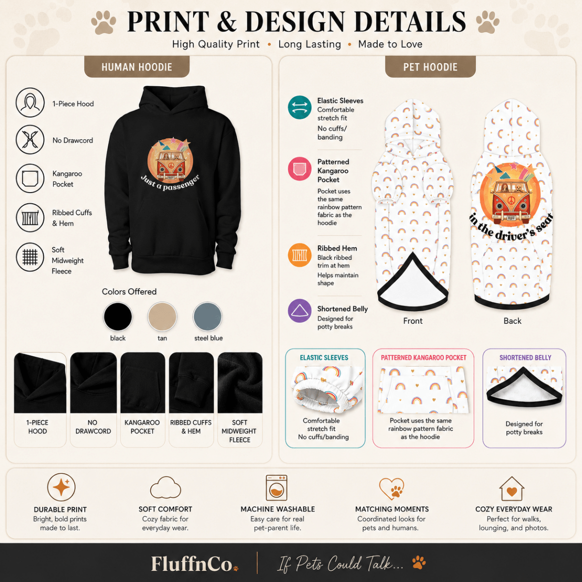 In the Driver's Seat Matching Pet & Owner Hoodie Set - FluffnCoSblackxs