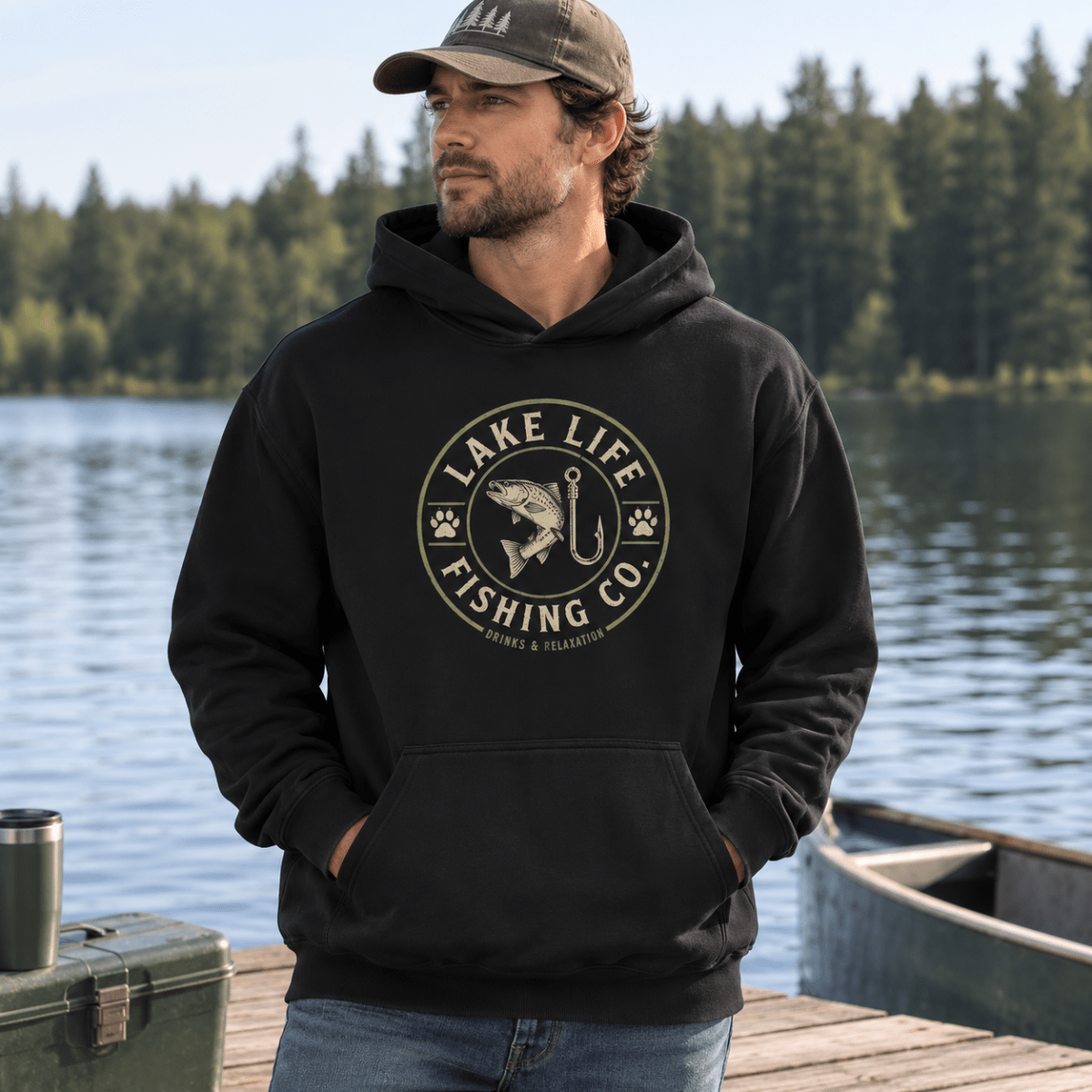 Lake Life Fishing Co. Pet and Owner Hoodie Set - FluffnCoblackxsS