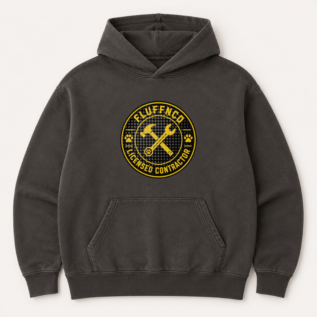 Licensed Contractor Human Hoodie - FluffnCoPigment Blackxshuman only