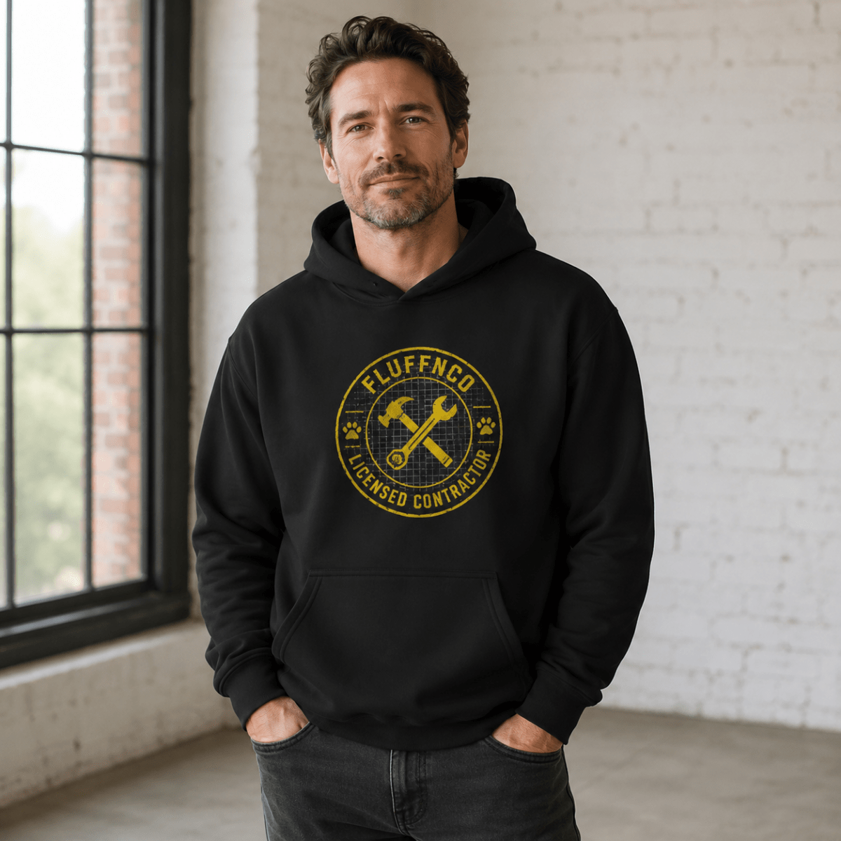 Licensed Contractor & Site Foreman Pet and Owner Hoodie Set - FluffnCoPigment BlackxsS
