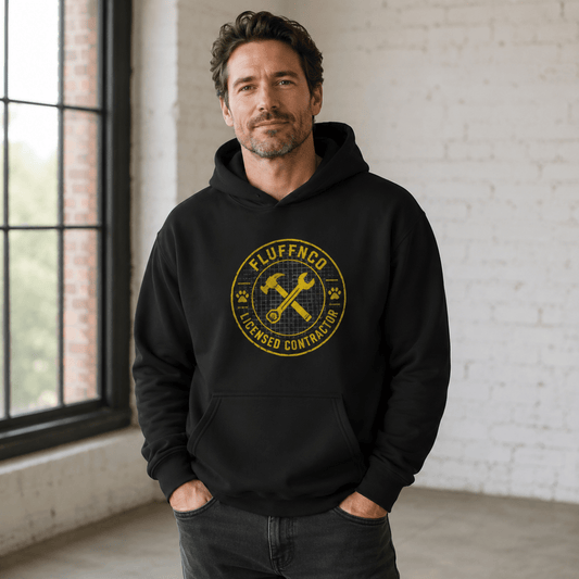 Licensed Contractor & Site Foreman Pet and Owner Hoodie Set - FluffnCoPigment BlackxsS