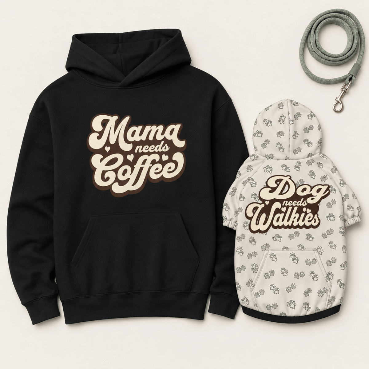 Mama Needs Coffee Matching Dog & Owner Hoodie Set - FluffnCoSSandstonexsmatchingset