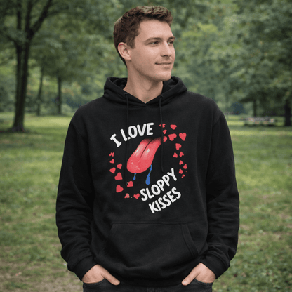 I Love Sloppy Kisses & Sloppy Kisser Pet and Human Hoodie Set - FluffnCoSBlackxsmatchingset